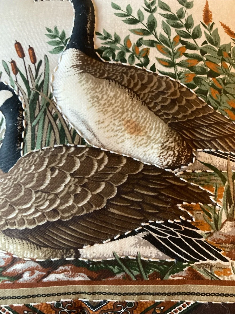 2 Vtg 80s-90s accent Goose Print Ruffled Throw Pillows ruffled edges